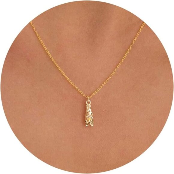 Jewelry - Gold Necklace for Women-14K Gold Plated Bow,Dragon,Shell, Palm Tree, Seahorse, C